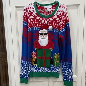 Festive Santa Crewneck Jolly sweaters  in Red, Blue, and Green Medium